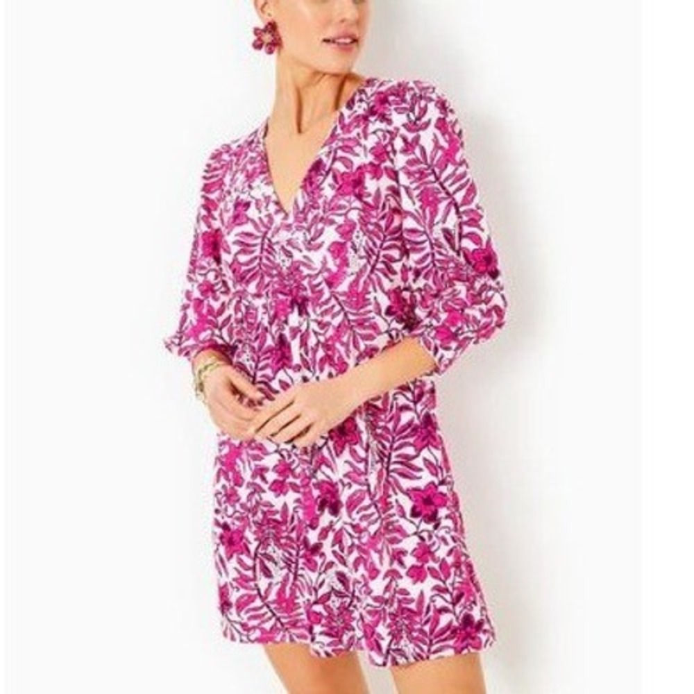 Lilly Pulitzer Cass Mini Dress Women M Elderflower Blossom Lil Escape Plan NWOT